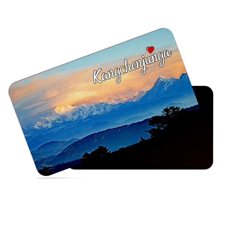 dhcrafts Rectangular Rubber Fridge Magnet / Magnetic Card Multicolor Kangchenjunga Design Pack of 1 (8.6cm x 5.4cm)